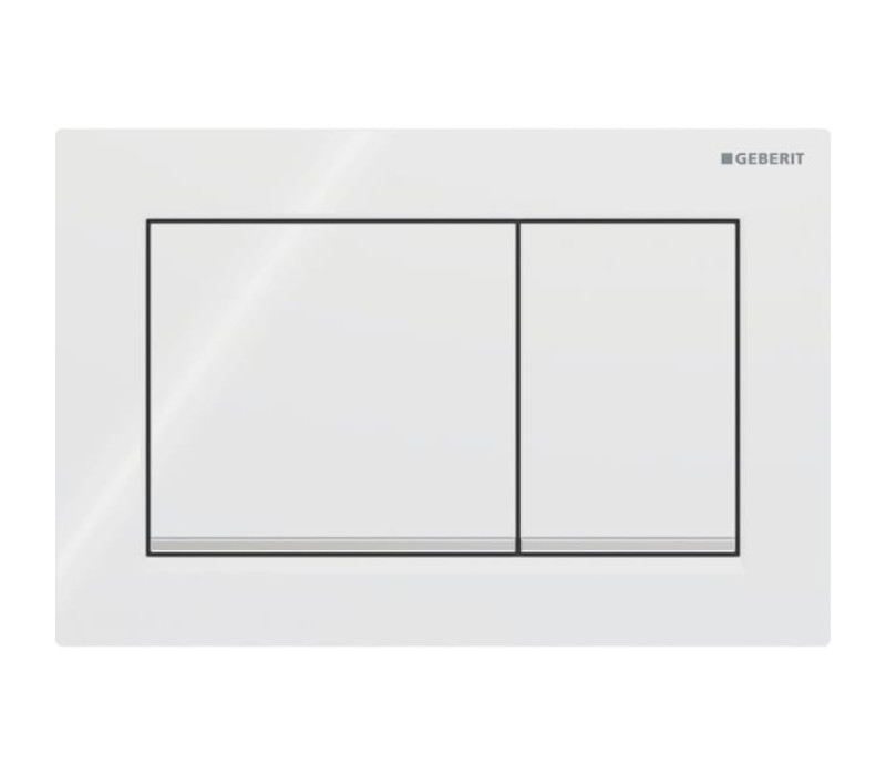 Змивна клавіша Geberit Omega20 для подвійного змиву Square білий/глянсовий хром 115.080.KJ.1