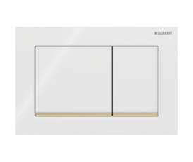 Змивна клавіша Geberit Omega20 для подвійного змиву Square білий/позолота 115.080.KK.1