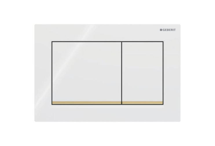 Смывная клавиша Geberit Omega20 для двойного смыва Square белый/позолота 115.080.KK.1 115.080.KK.1