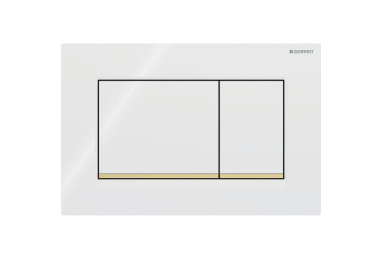 Змивна клавіша Geberit Sigma20 (ex Sigma30) для подвійного змиву Square білий/позолота (115.883.KK.1) 115.883.KK.1