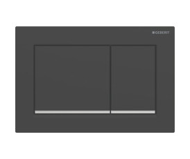Змивна клавіша Geberit Omega20 для подвійного змиву Square чорний матовий/глянсовий хром 115.080.14.1