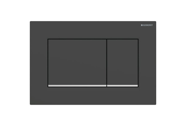 Змивна клавіша Geberit Sigma20 (ex Sigma30) для подвійного змиву Square чорний матовий/глянсовий хром (115.883.14.1) 115.883.14.1