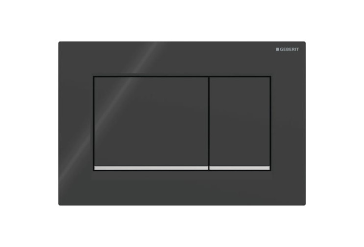 Змивна клавіша Geberit Sigma20 (ex Sigma30) для подвійного змиву Square чорний/глянсовий хром (115.883.KM.1) 115.883.KM.1