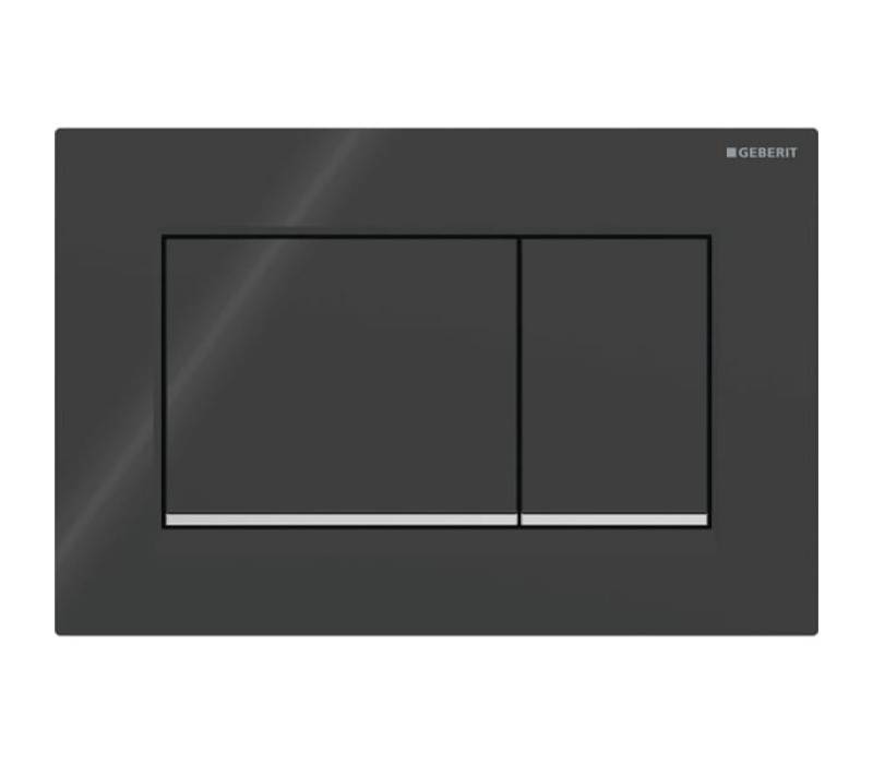 Смывная клавиша Geberit Sigma20 (ex Sigma30) для двойного смыва Square черный/глянцевый хром (115.883.KM.1)