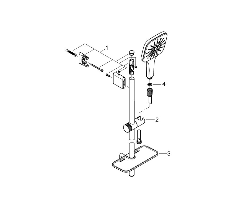 Душевой гарнитур Grohe Rainshower SmartActive Cube 130, 3 режима струи (26583000)
