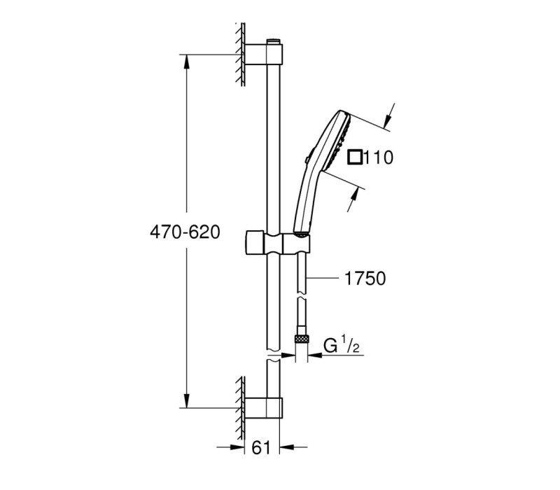 Душевой гарнитур Grohe Tempesta Cube 110, 2 режима струи (26748003)
