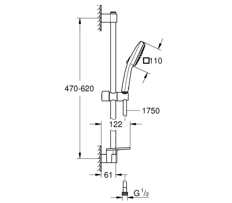 Душевой гарнитур Grohe Tempesta Cube 110, 2 режима струи (26907003)