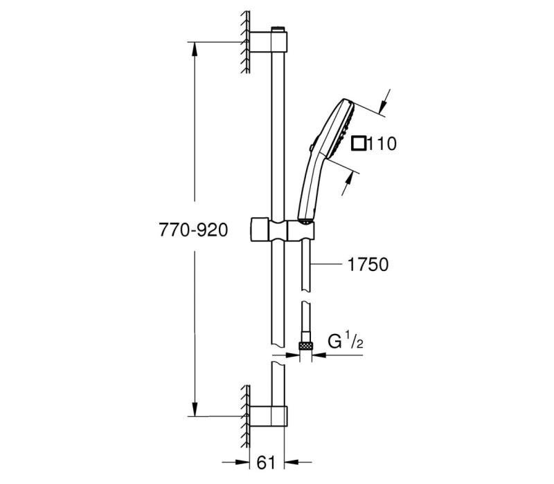 Душевой гарнитур Grohe Tempesta Cube 110, 2 режима струи (26908003)