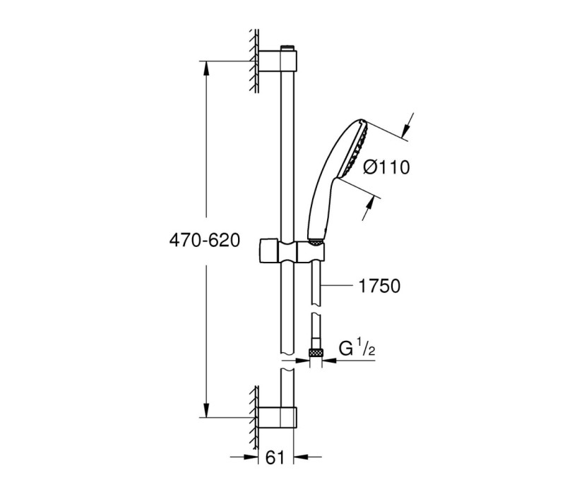 Душевой гарнитур Grohe Tempesta 110, 1 режим струи (27924003)
