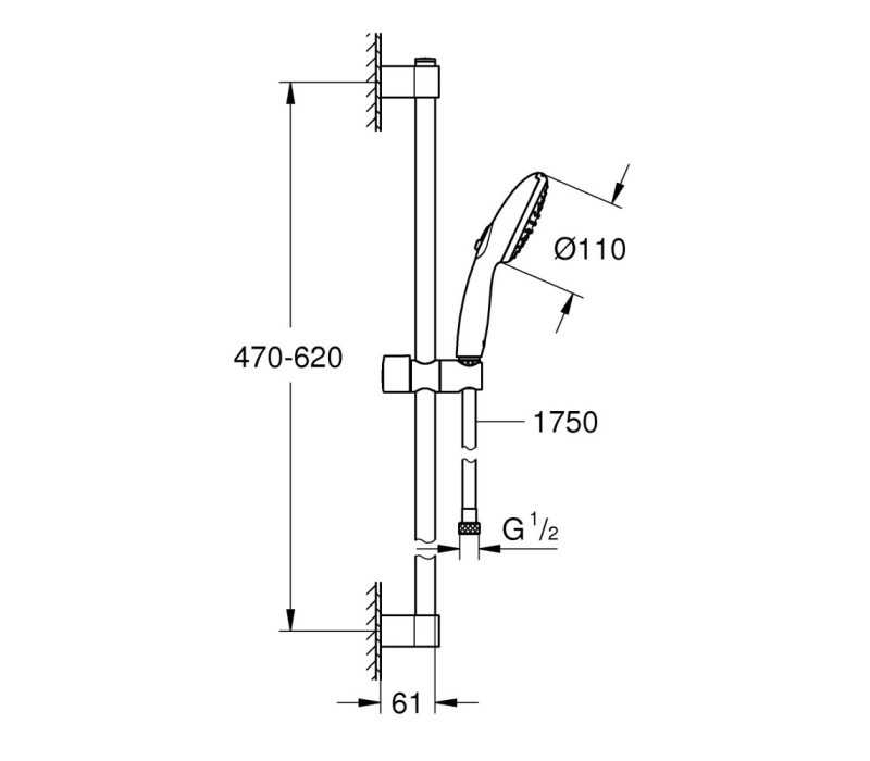 Душевой гарнитур Grohe Tempesta 110, 2 режима струи (261622433)