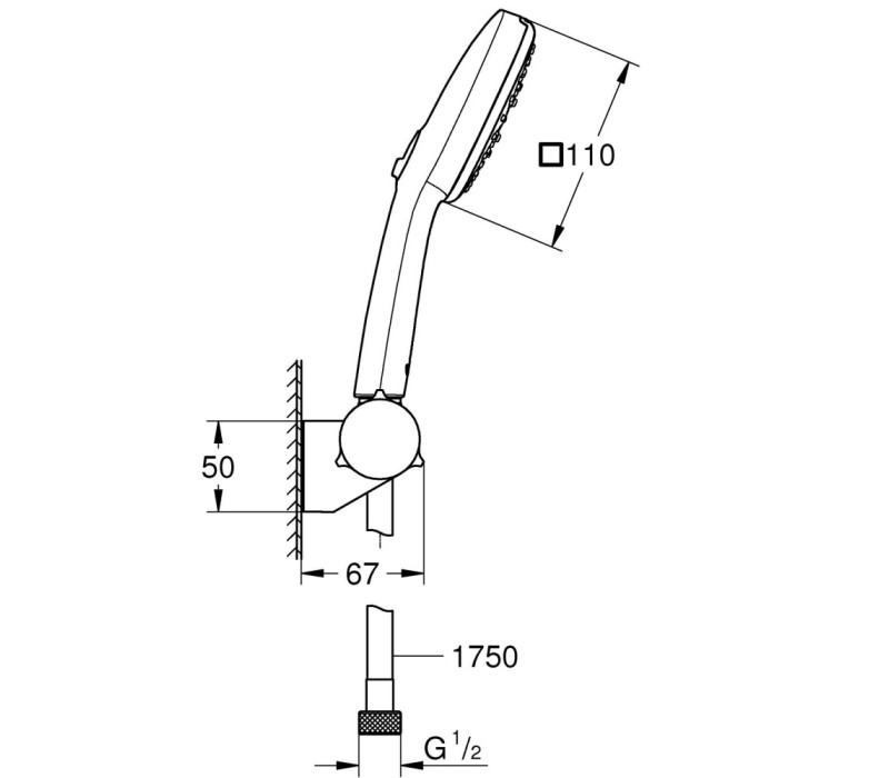 Душевой набор Grohe Tempesta Cube 110, 3 режима струи (27584003) Душевой набор Grohe Tempesta Cube 110, 3 режима струи (27584003)