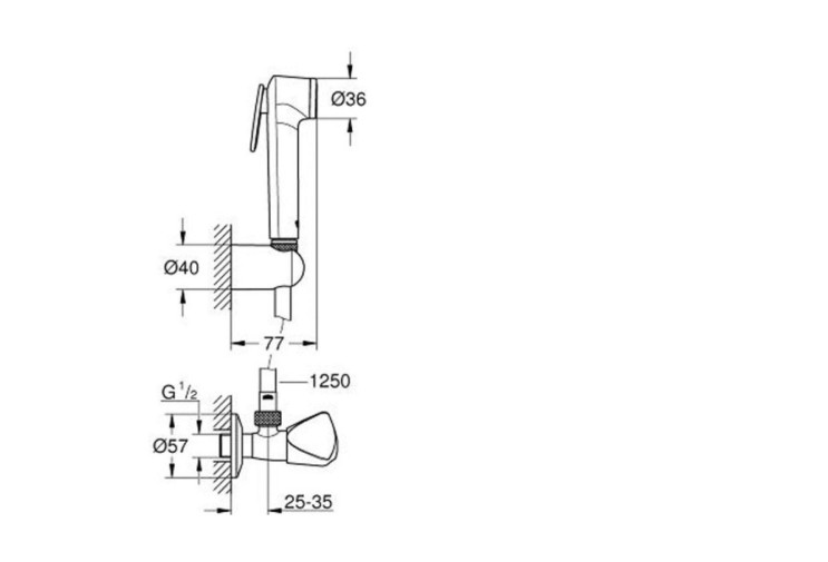 Душевой набор Grohe Tempesta-F Trigger Spray 30 с угловым вентилем, 1 режим струи (27514001) 27514001