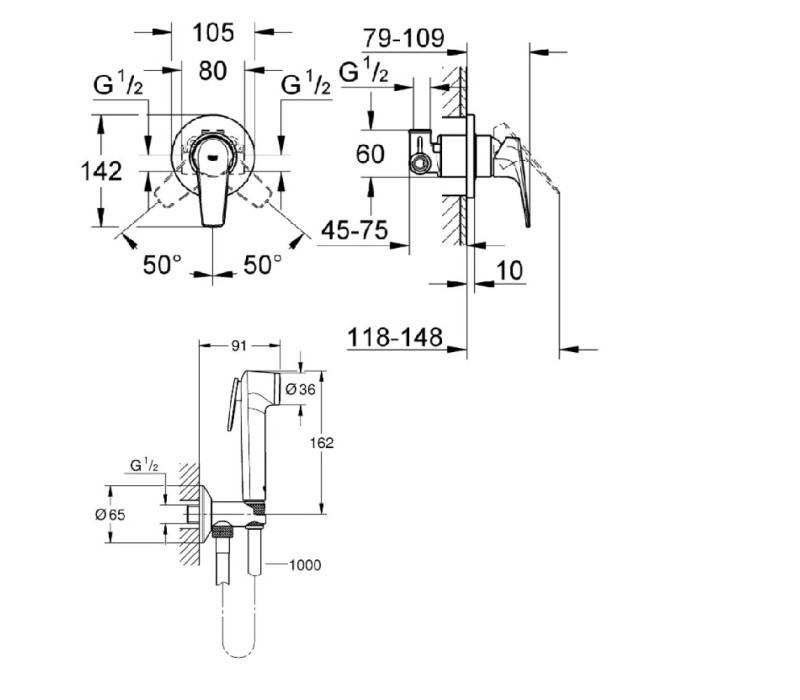 Комплект Grohe BauFlow 2 в 1 для туалету (UA12164600) Комплект Grohe BauFlow 2 в 1 для туалету (UA12164600)
