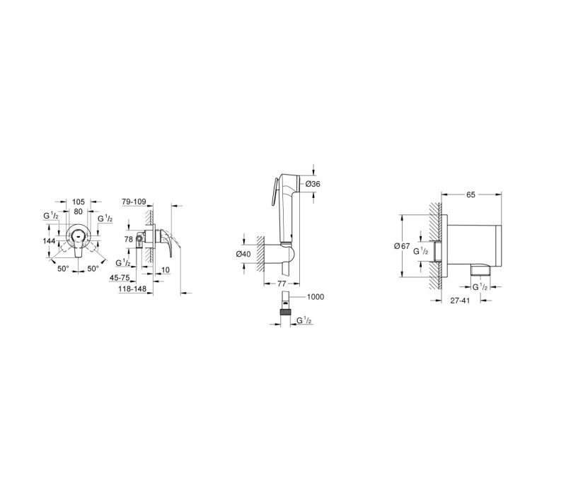 Готовий комплект для гігієнічного душу Grohe BauCurve з Tempesta-F (UA11104401) Готовий комплект для гігієнічного душу Grohe BauCurve з Tempesta-F (UA11104401)