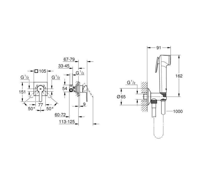 Готовий комплект для гігієнічного душу Grohe Lineare з Tempesta-F (UA111198000) Готовий комплект для гігієнічного душу Grohe Lineare з Tempesta-F (UA111198000)