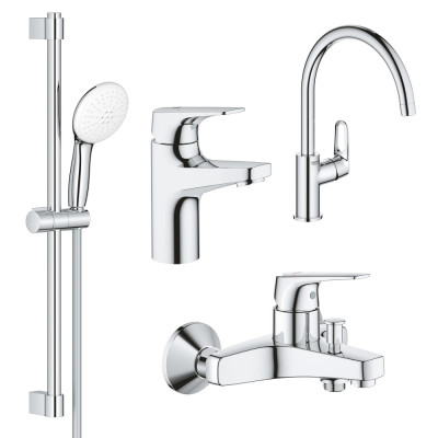 Комплект змішувачів Grohe BauFlow 4 в 1 для ванної та кухні (UA121640K1)