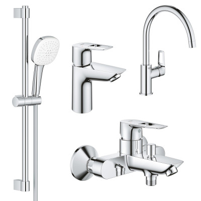 Комплект змішувачів Grohe BauLoop New4 в 1 для ванної та кухні (UA123225K3)