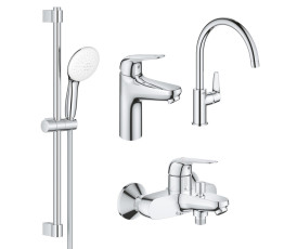 Комплект змішувачів Grohe Euroeco New 4 в 1 для ванної та кухні (UA123242MK) Комплект змішувачів Grohe Euroeco New 4 в 1 для ванної та кухні (UA123242MK)