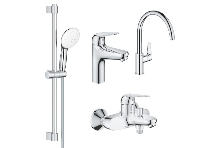 Комплект змішувачів Grohe Euroeco New 4 в 1 для ванної та кухні (UA123242MK) UA123242MK