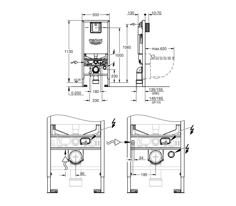 Інсталяція Grohe Rapid SLX для унітазу (39596000) Інсталяція Grohe Rapid SLX для унітазу (39596000)