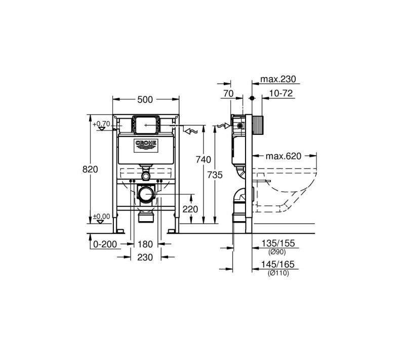 Комплект для унітазу 2-в-1 Grohe Rapid SL, монтажна висота 0.82 м (38948000) Комплект для унітазу 2-в-1 Grohe Rapid SL, монтажна висота 0.82 м (38948000)
