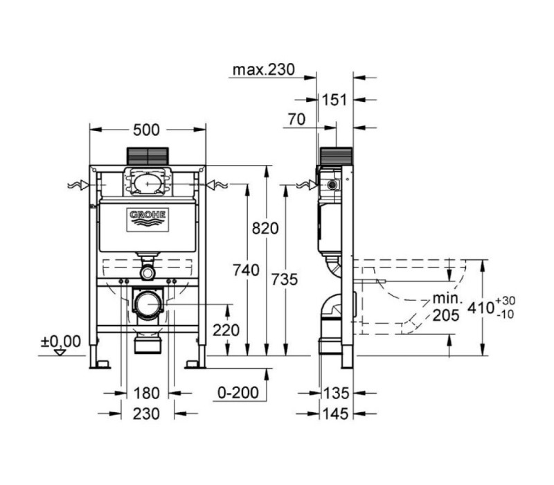Комплект для унітазу 2-в-1 Grohe Rapid SL, монтажна висота 0.82 м (38948000) Комплект для унітазу 2-в-1 Grohe Rapid SL, монтажна висота 0.82 м (38948000)