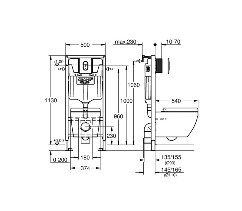 Комплект Grohe Solido 5-в-1 c клавішею Arena Cosmopolitan (39536000)