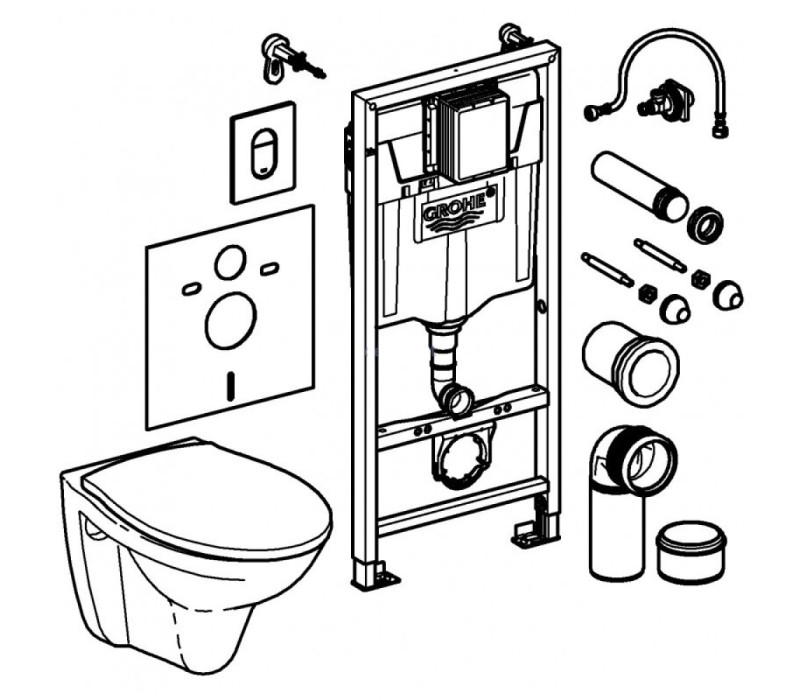 Комплект Grohe SOLIDO 5-в-1 унітаз + інсталяція Rapid SL C клавішею Arena Cosmopolitan (39418000)
