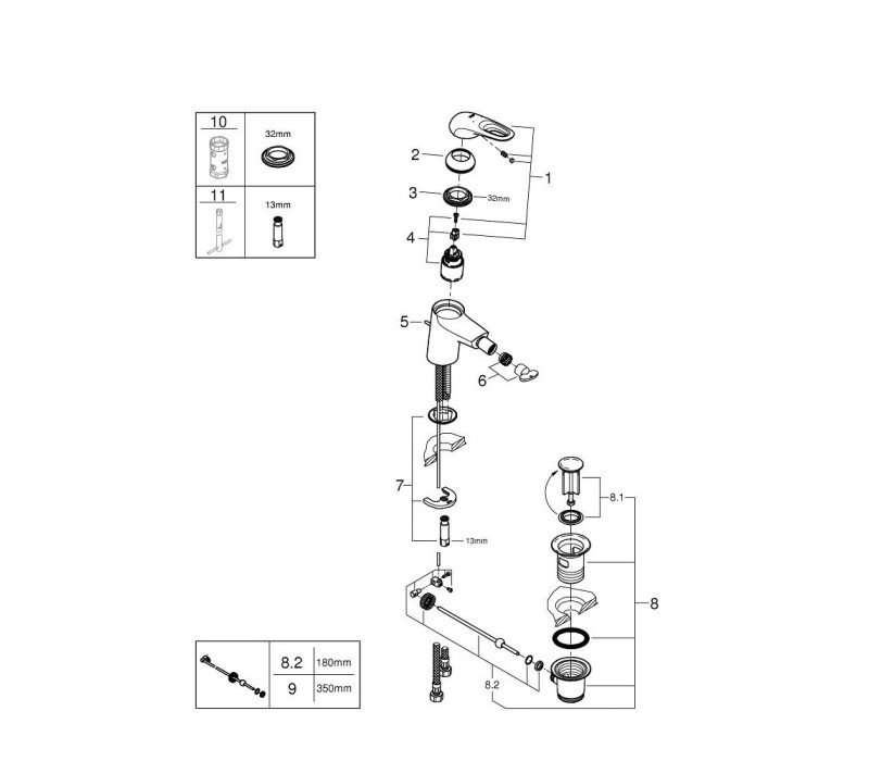Смеситель однорычажный Grohe Eurostyle для биде s-размера (33565LS3) Смеситель однорычажный Grohe Eurostyle для биде s-размера (33565LS3)