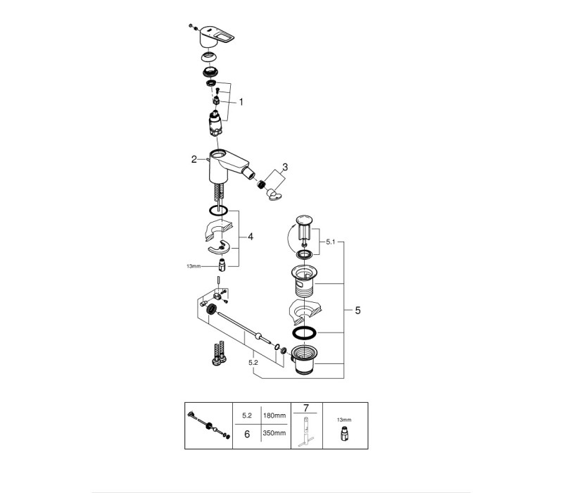 Змішувач одноважільний Grohe BauLoop New Для біде (23338001)