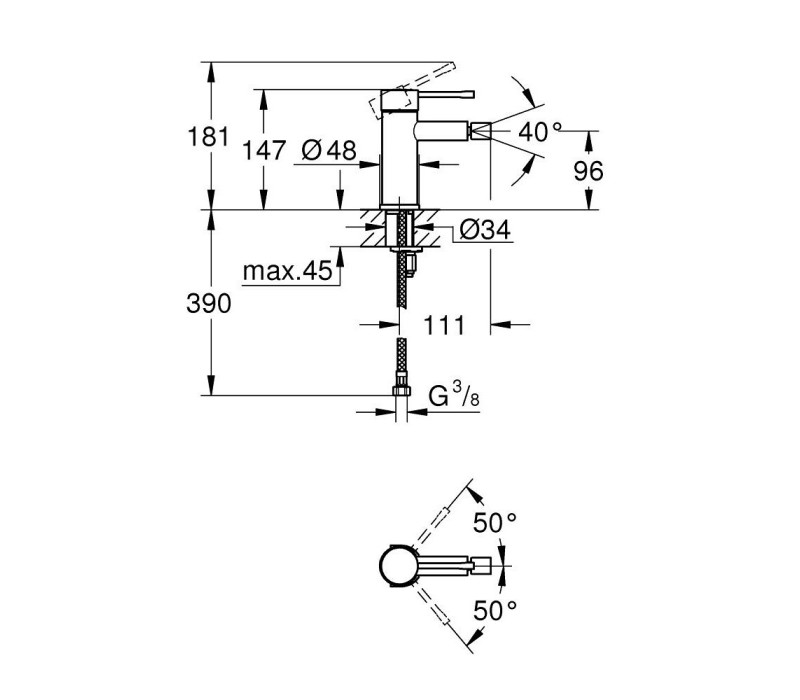 Змішувач Grohe Essence New Для біде S-Size (24395KF1)