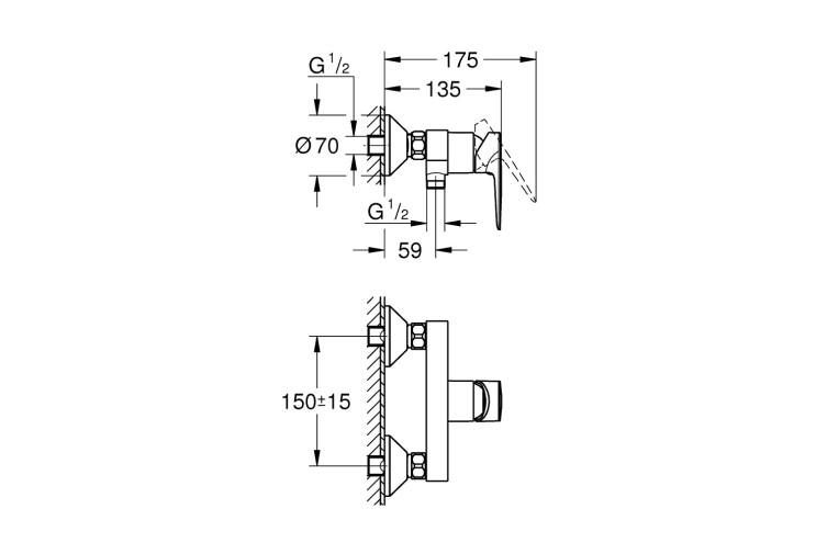 Змішувач одноважільний Grohe BauEdge New Для Душу (23636001) 23636001
