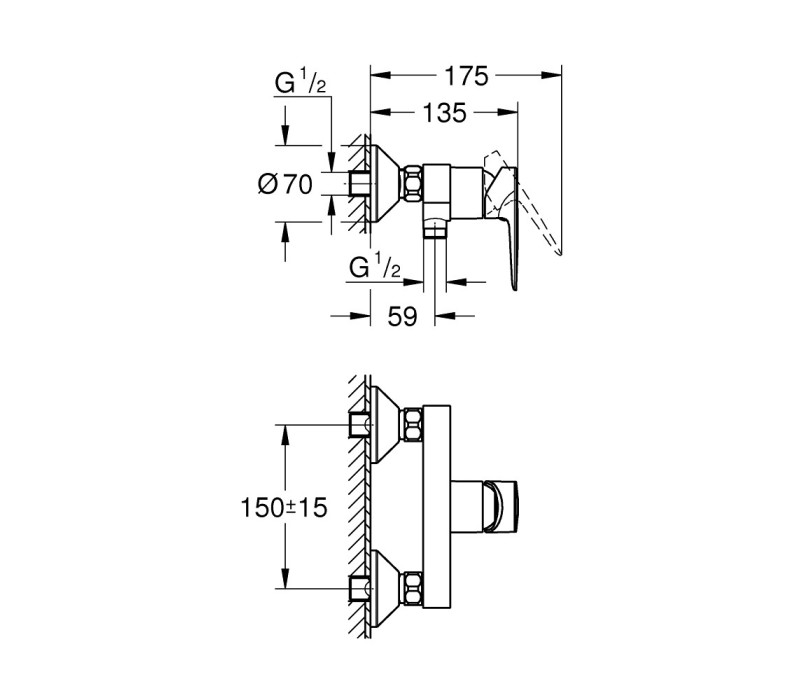 Змішувач одноважільний Grohe BauEdge New Для Душу (23636001)