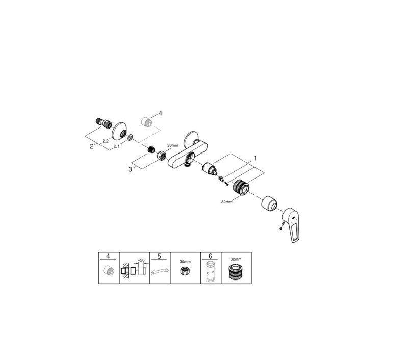 Змішувач одноважільний Grohe BauLoop New Для Душу (23634001) Змішувач одноважільний Grohe BauLoop New Для Душу (23634001)