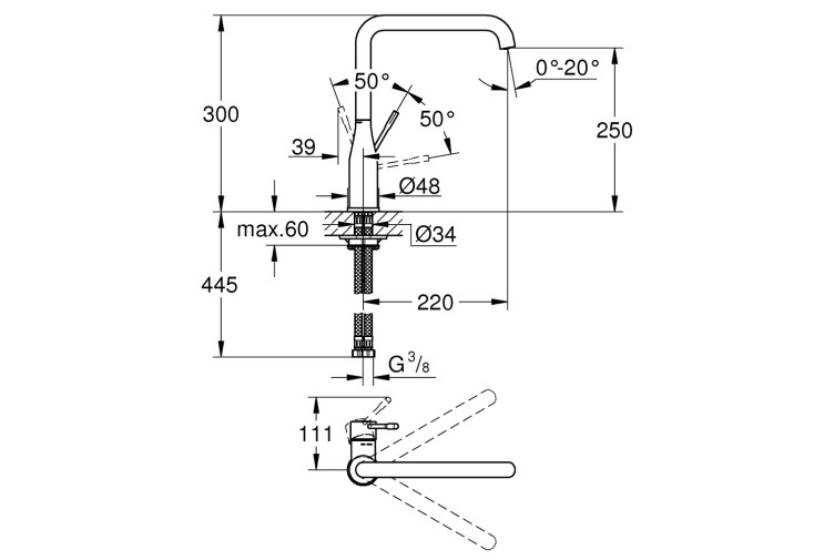Смеситель однорычажный Grohe Essence для мойки (30269000) 30269000 Смеситель однорычажный Grohe Essence для мойки (30269000) 30269000