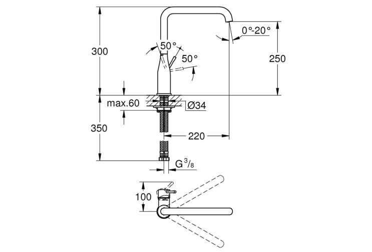 Смеситель однорычажный Grohe Essence для мойки (30269000) 30269000 Смеситель однорычажный Grohe Essence для мойки (30269000) 30269000