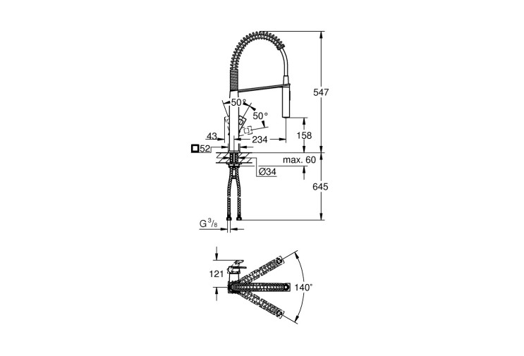 Смеситель однорычажный Grohe Eurocube для мойки (31395000) 31395000