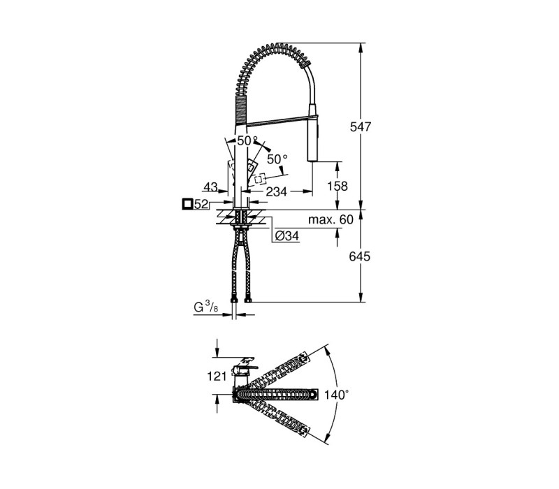 Смеситель однорычажный Grohe Eurocube для мойки (31395000) Смеситель однорычажный Grohe Eurocube для мойки (31395000)