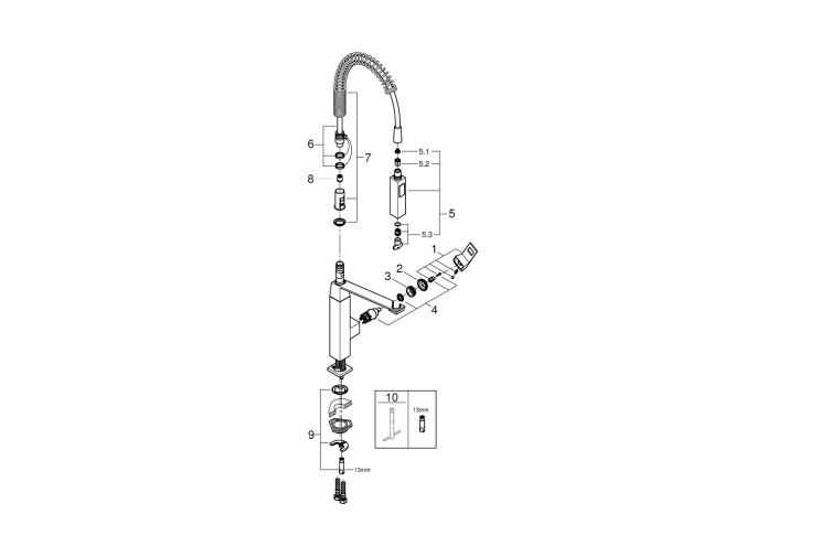 Смеситель однорычажный Grohe Eurocube для мойки (31395DC0) 31395DC0