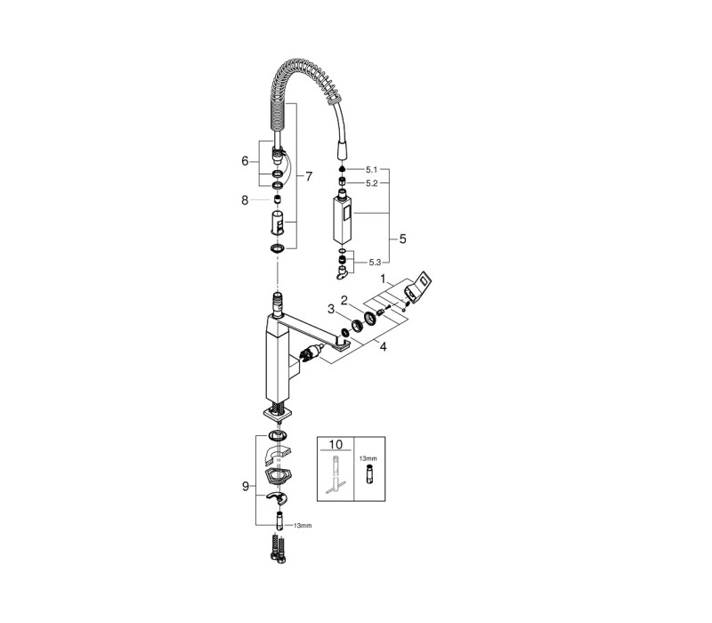 Змішувач одноважільний Grohe Eurocube для мийки (31395DC0) Змішувач одноважільний Grohe Eurocube для мийки (31395DC0)