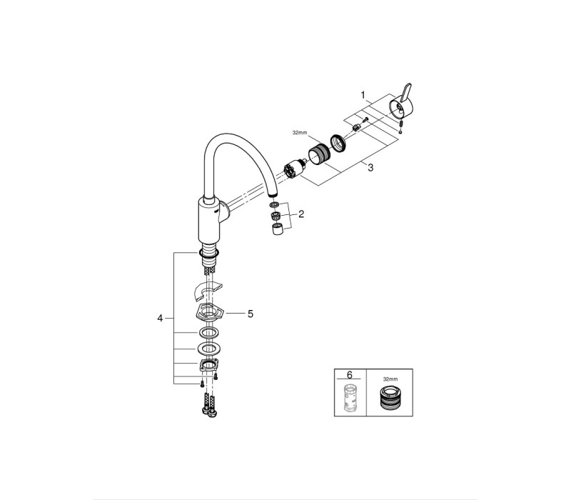 Змішувач Grohe Eurosmart Cosmopolitan для мийки (32843DC2) Змішувач Grohe Eurosmart Cosmopolitan для мийки (32843DC2)