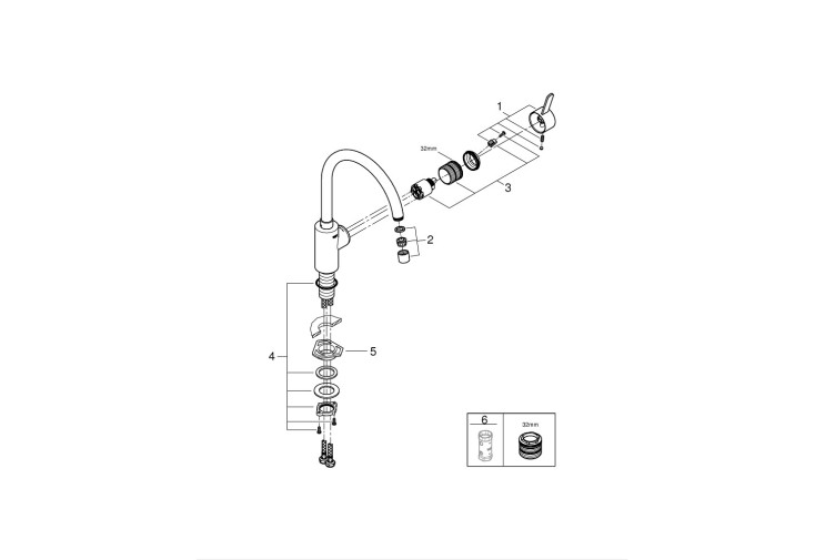 Смеситель однорычажный Grohe Eurosmart Cosmopolitan для мойки (32843002) 32843002 Смеситель однорычажный Grohe Eurosmart Cosmopolitan для мойки (32843002) 32843002