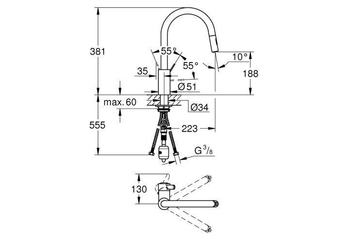 Смеситель однорычажный Grohe Eurosmart Cosmopolitan для мойки (31481001) 31481001 Смеситель однорычажный Grohe Eurosmart Cosmopolitan для мойки (31481001) 31481001