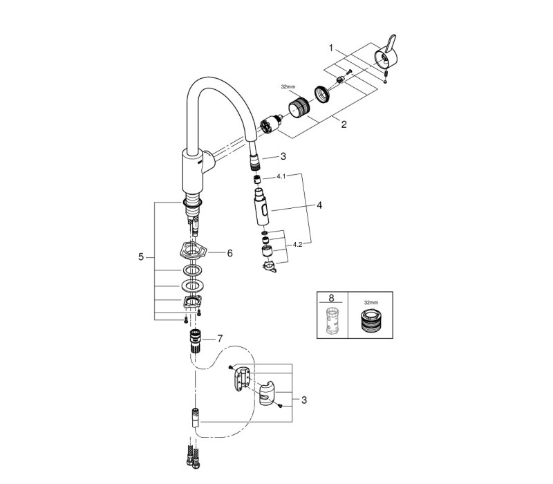 Смеситель однорычажный Grohe Eurosmart Cosmopolitan для мойки (31481001) Смеситель однорычажный Grohe Eurosmart Cosmopolitan для мойки (31481001)