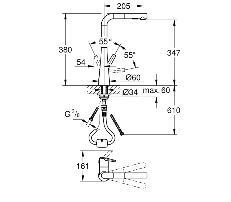 Смеситель однорычажный Grohe Zedra для мойки (32553DC2) Смеситель однорычажный Grohe Zedra для мойки (32553DC2)