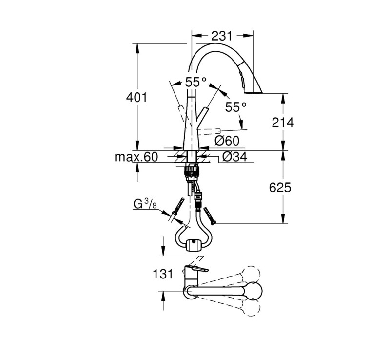 Смеситель однорычажный Grohe Zedra для мойки (32294DC2) Смеситель однорычажный Grohe Zedra для мойки (32294DC2)