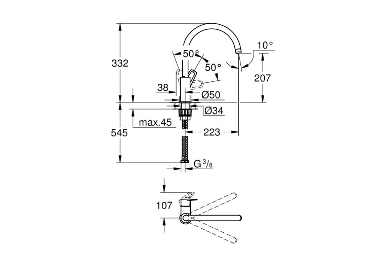 Змішувач одноважільний Grohe BauLoop New для мийки (31368001) 31368001 Змішувач одноважільний Grohe BauLoop New для мийки (31368001) 31368001