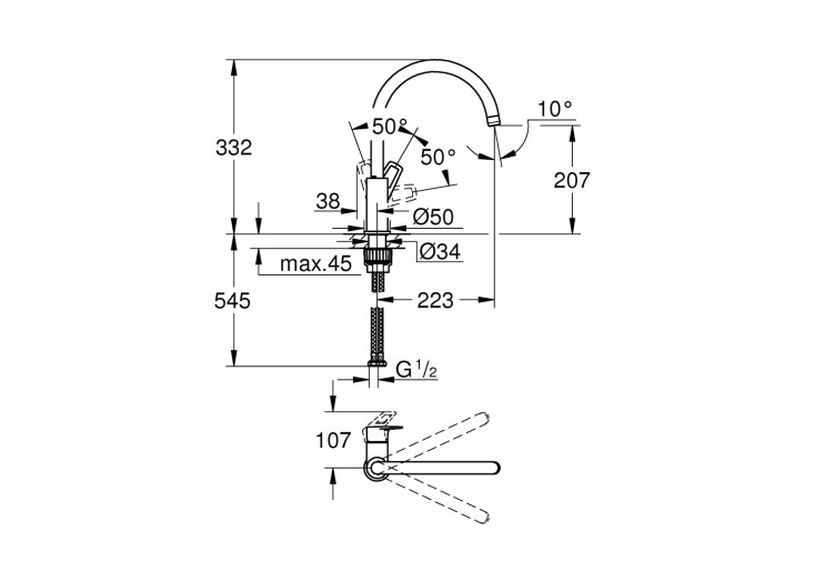 Смеситель однорычажный Grohe BauLoop для мойки (31232001) 31232001 Смеситель однорычажный Grohe BauLoop для мойки (31232001) 31232001
