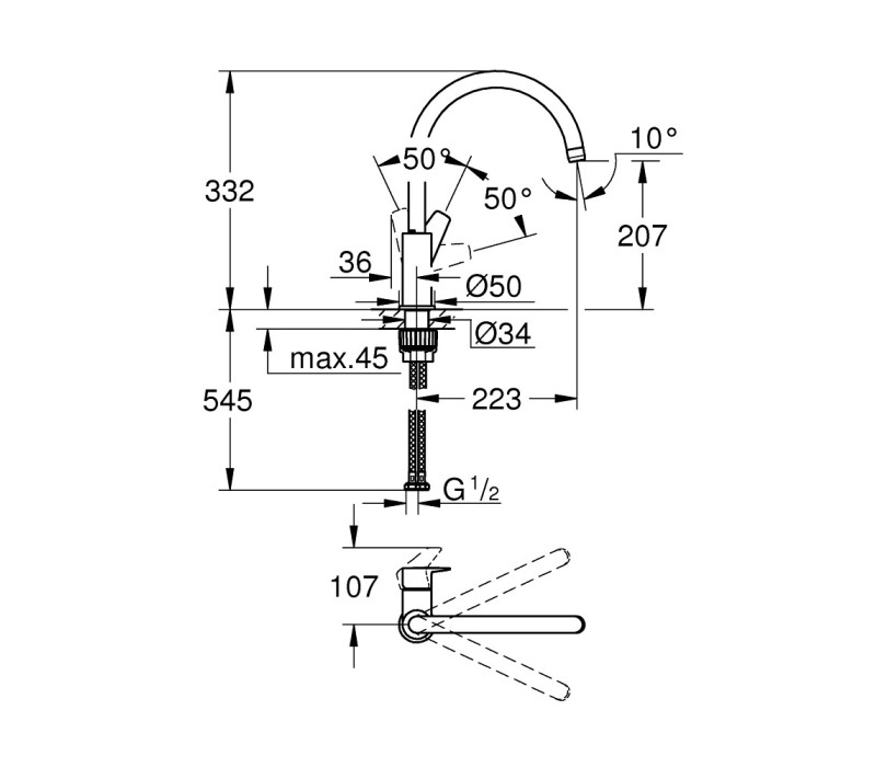 Змішувач змішувач Grohe BauEdge New Для кухні (31233001)