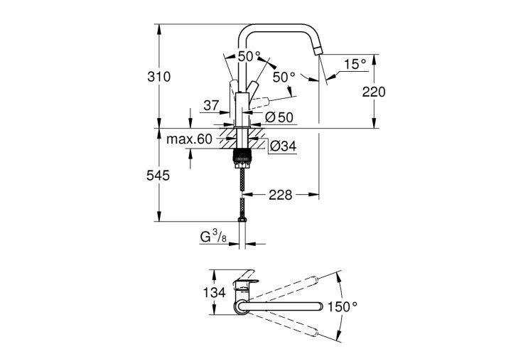 Смеситель однорычажный Grohe Eurosmart для мойки (30567000) 30567000 Смеситель однорычажный Grohe Eurosmart для мойки (30567000) 30567000